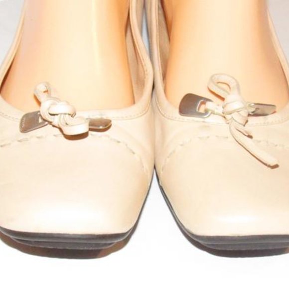 Prada Pink Beige Almond Toe Chrome Accent Designer Flats - Picture 8 of 12